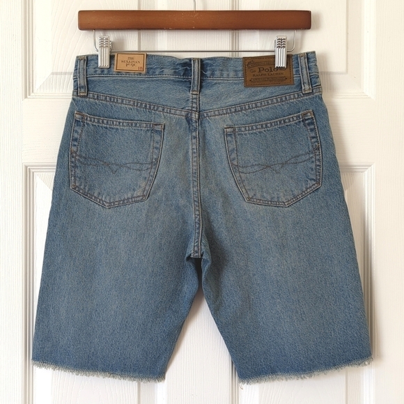 Polo Ralph Lauren The Sullivan Slim Classic Medium Wash Raw Hem Jean Shorts 18 - Picture 9 of 12